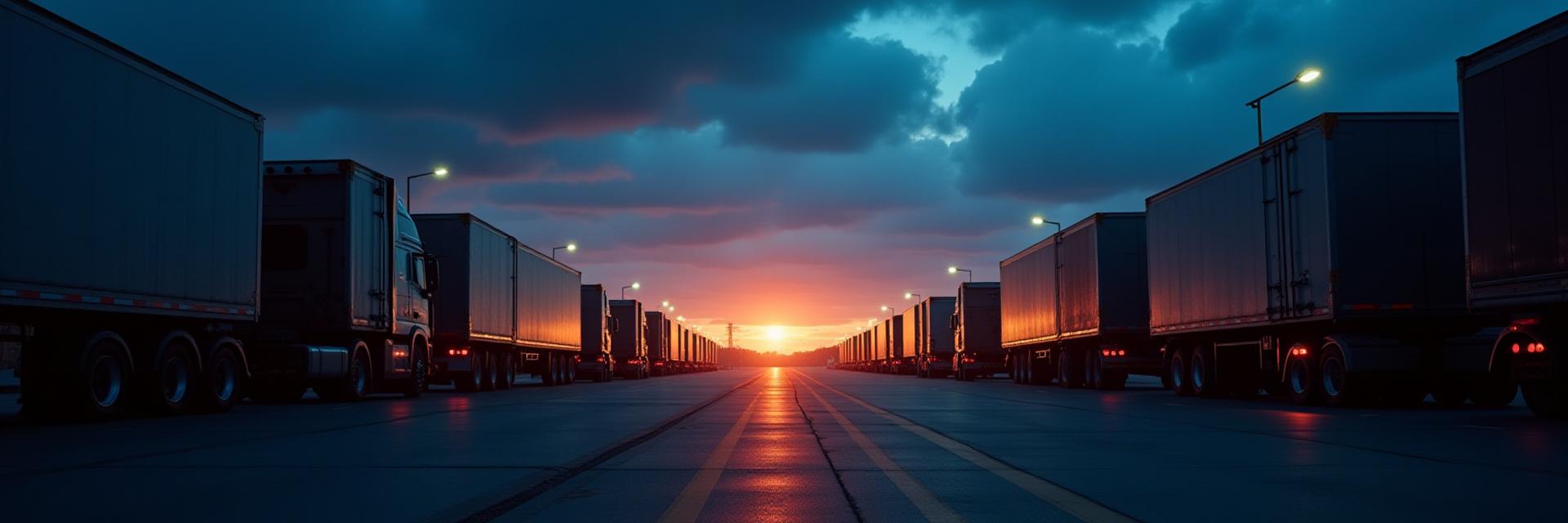 Dark industrial logistics center at dusk in Kalamazoo