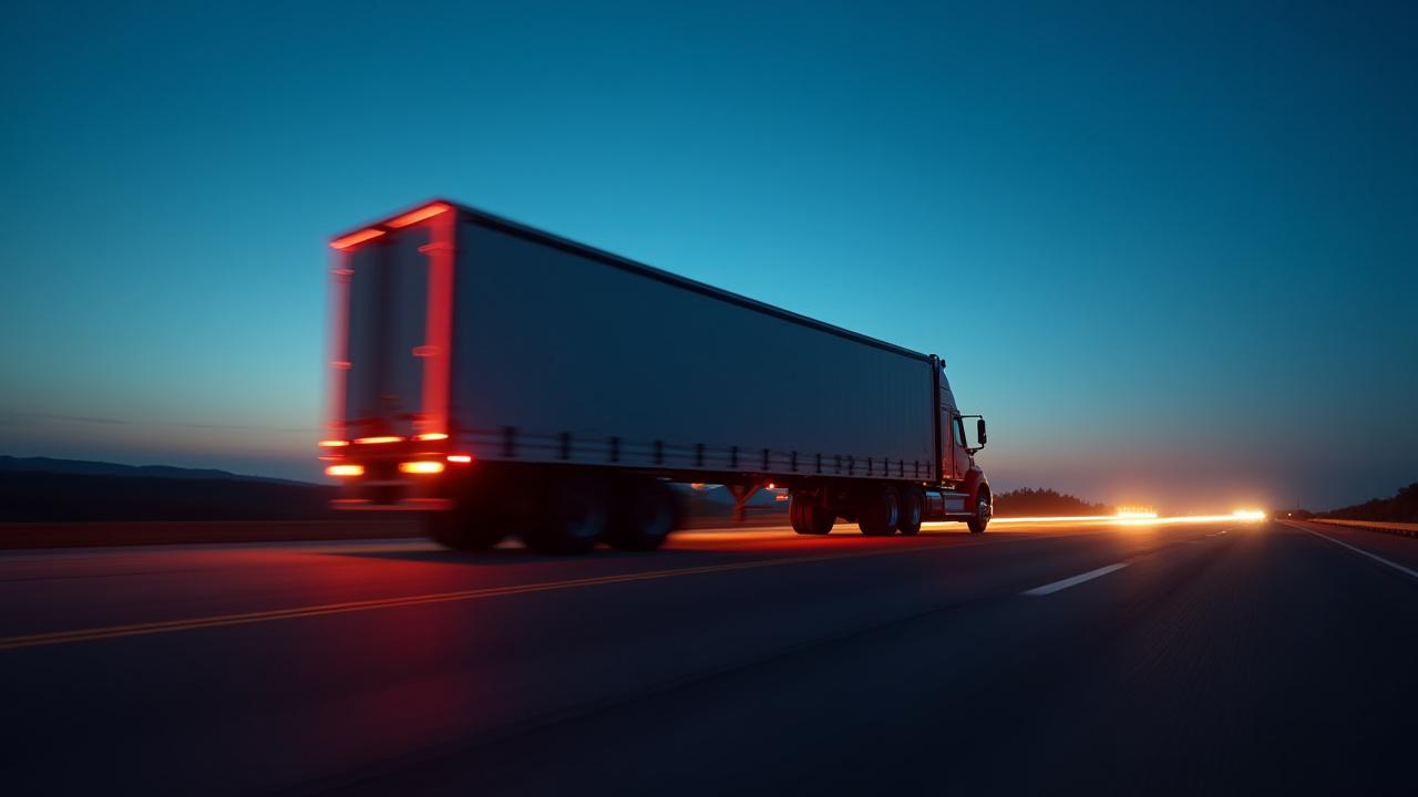 MR Bean semi-truck on a highway during dusk