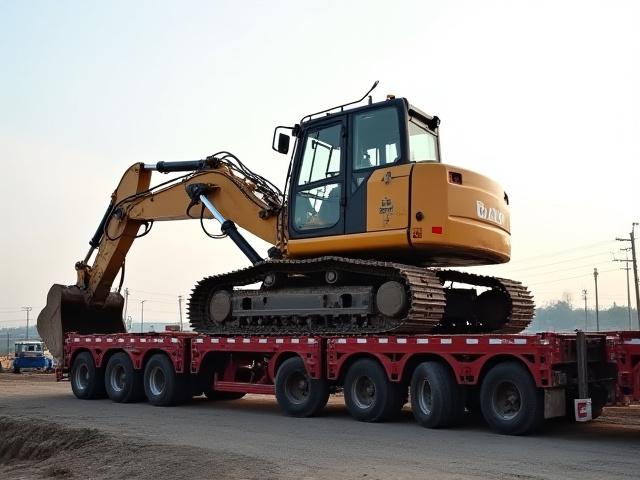 Construction crane being transported