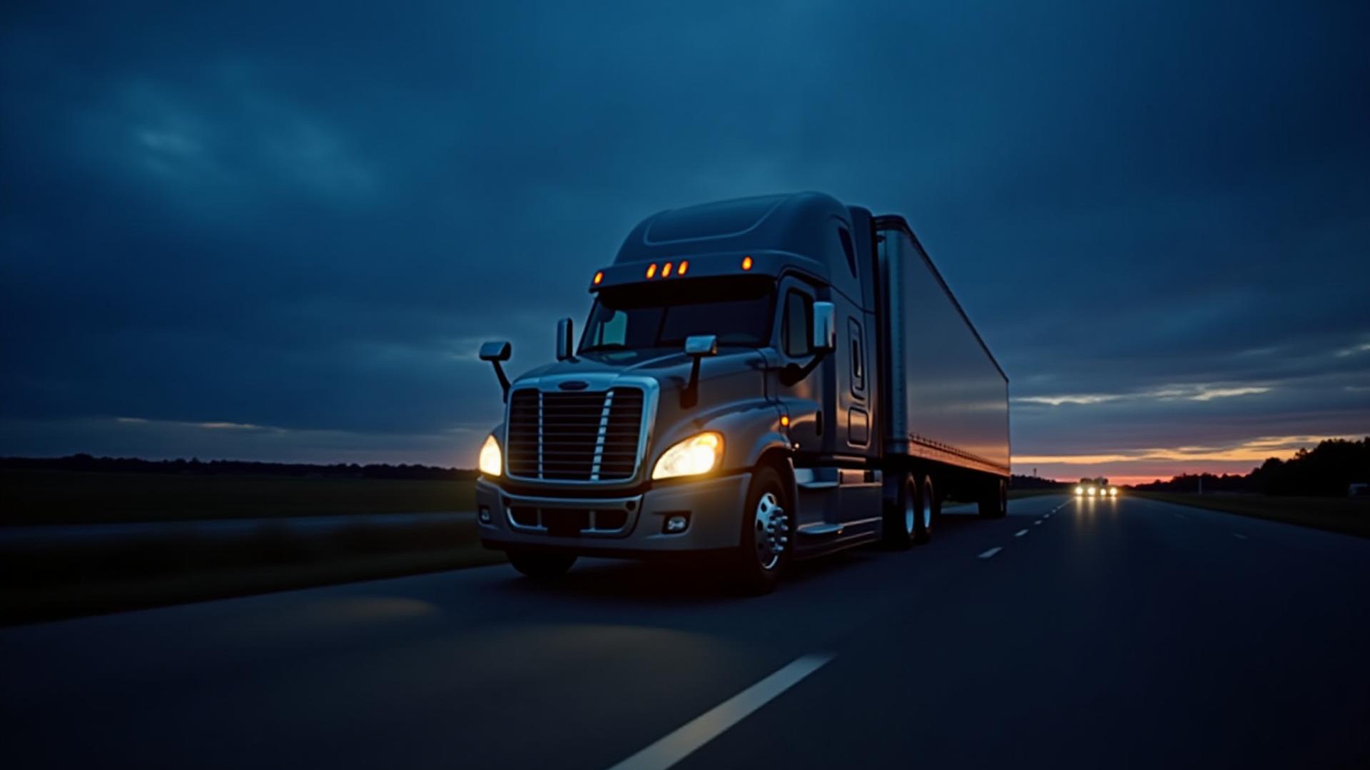 MR Bean semi-truck on a Michigan highway at dusk